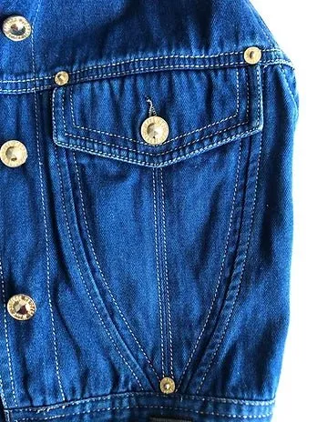 1990s VERSACE Couture DENIM Cropped Medusa Button waistcoat