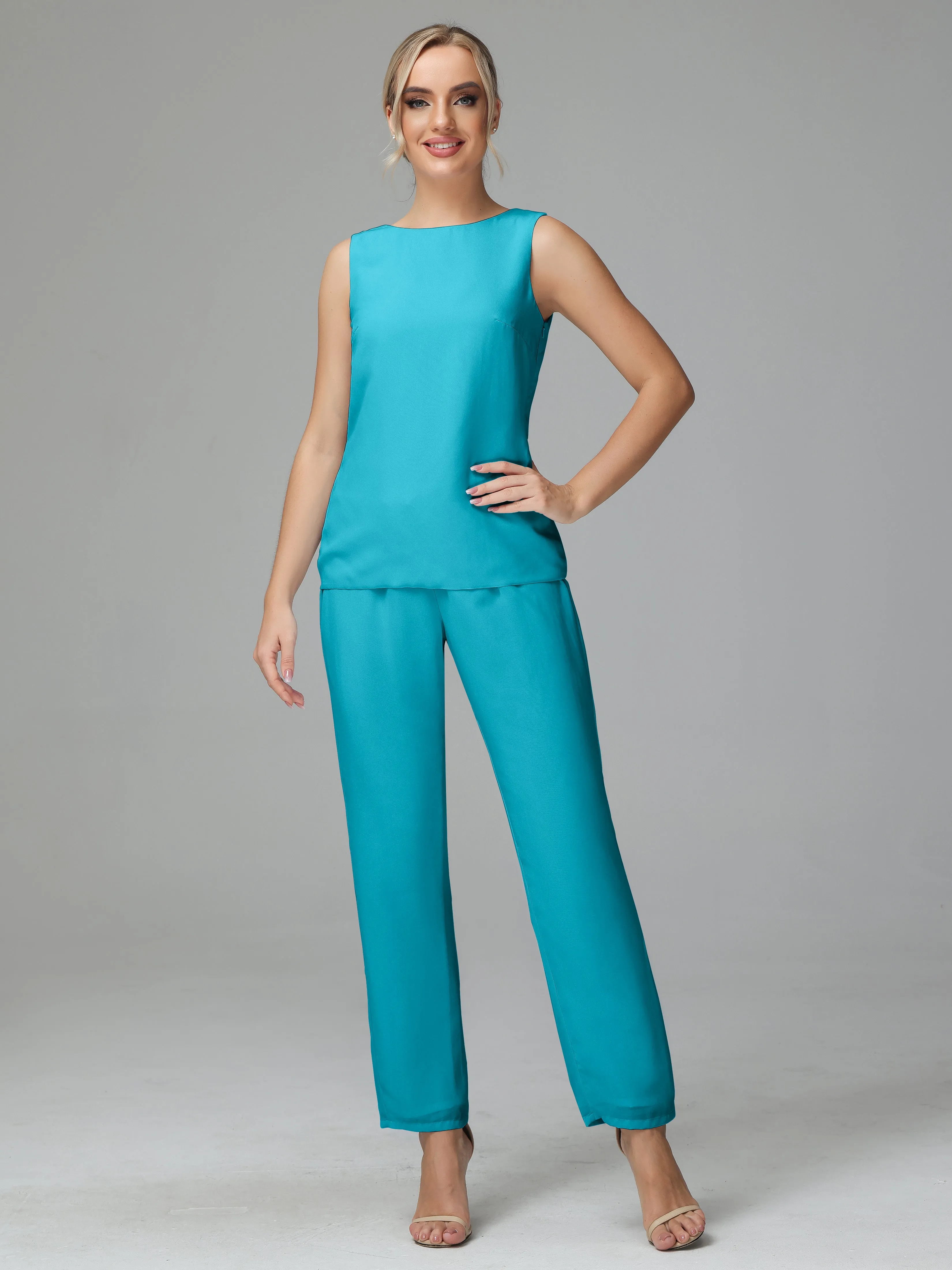 3 Pieces Chiffon Long Version Mother of the Bride Dress Pant Suits