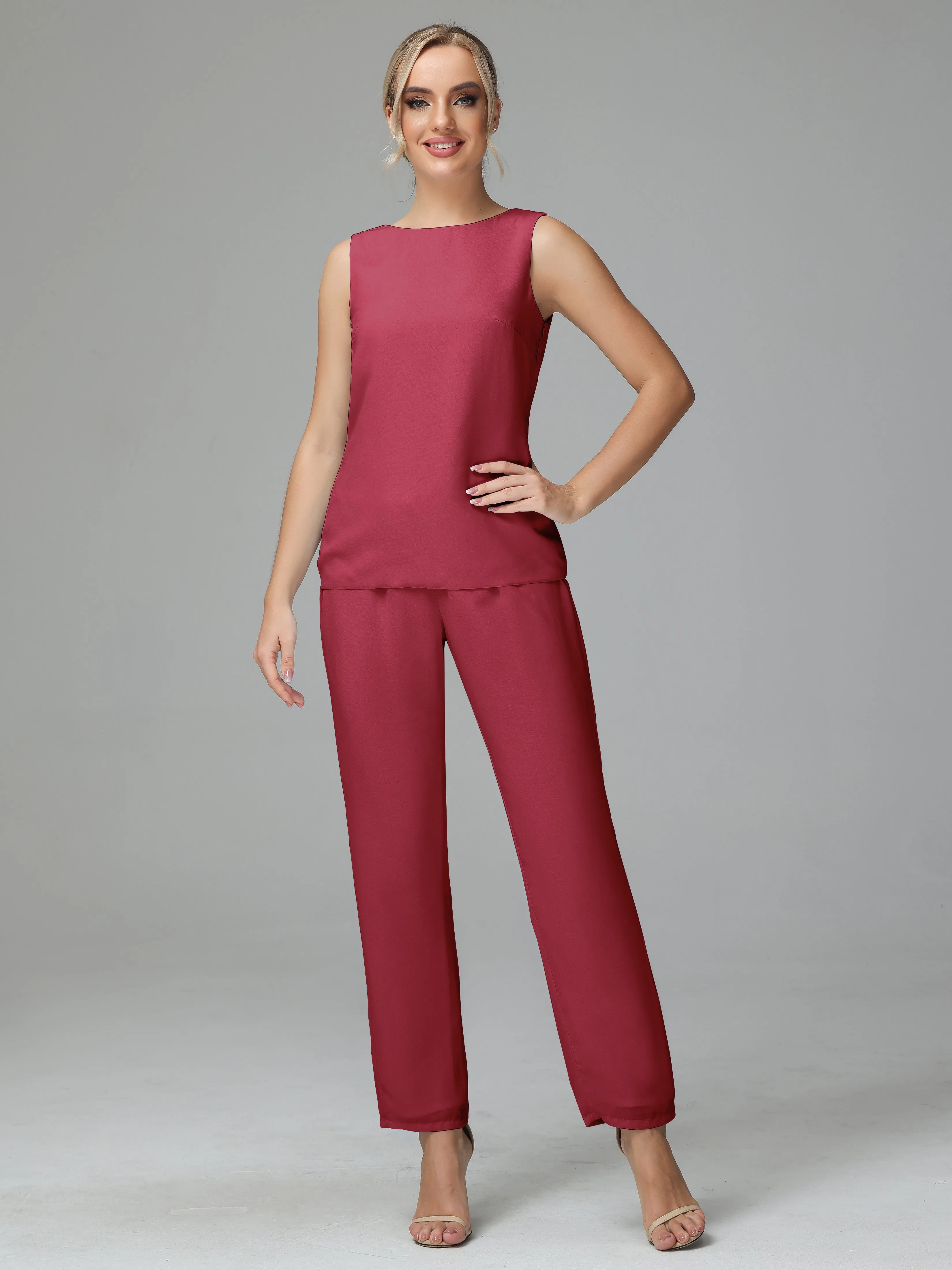 3 Pieces Chiffon Long Version Mother of the Bride Dress Pant Suits