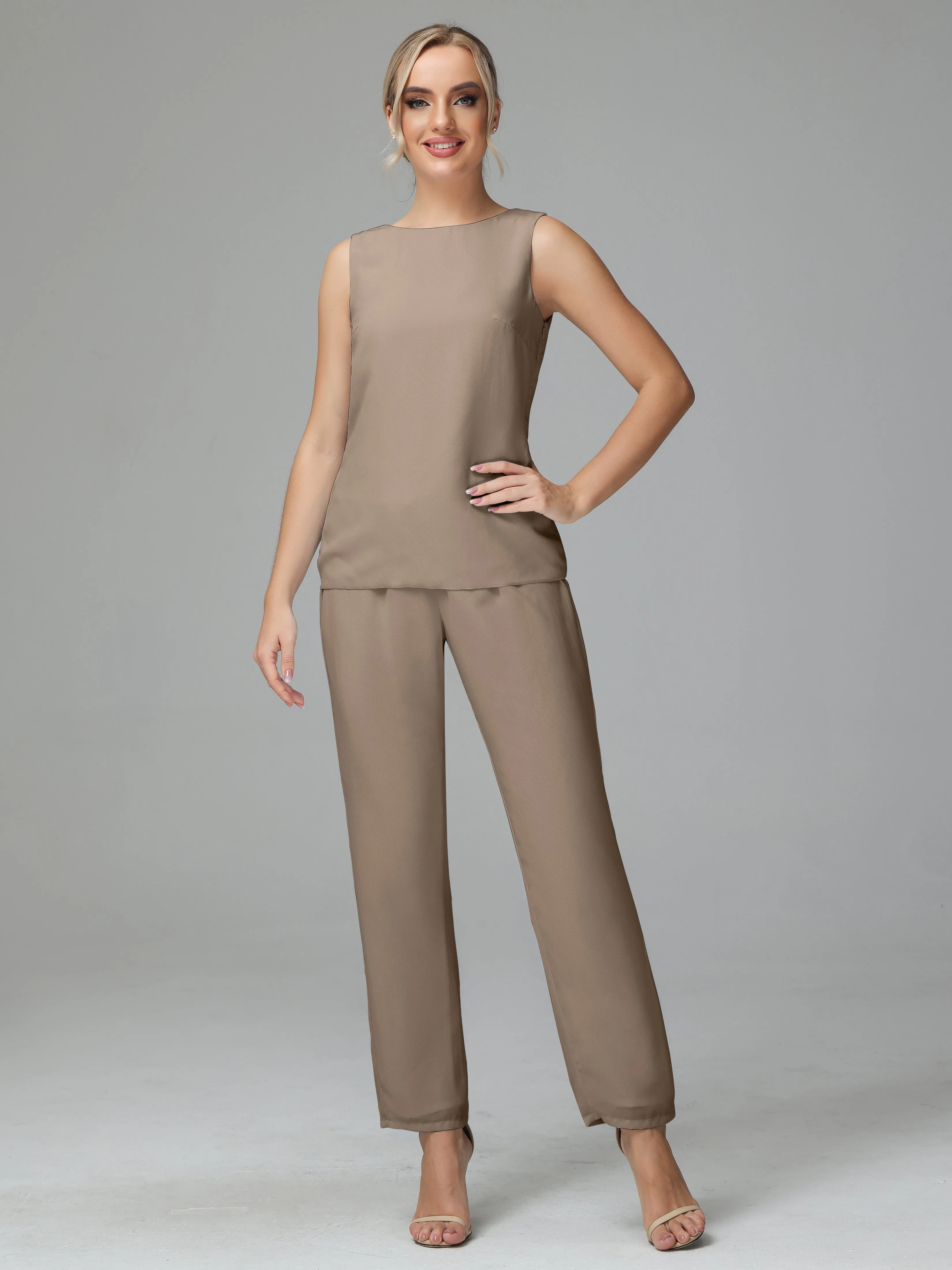 3 Pieces Chiffon Long Version Mother of the Bride Dress Pant Suits