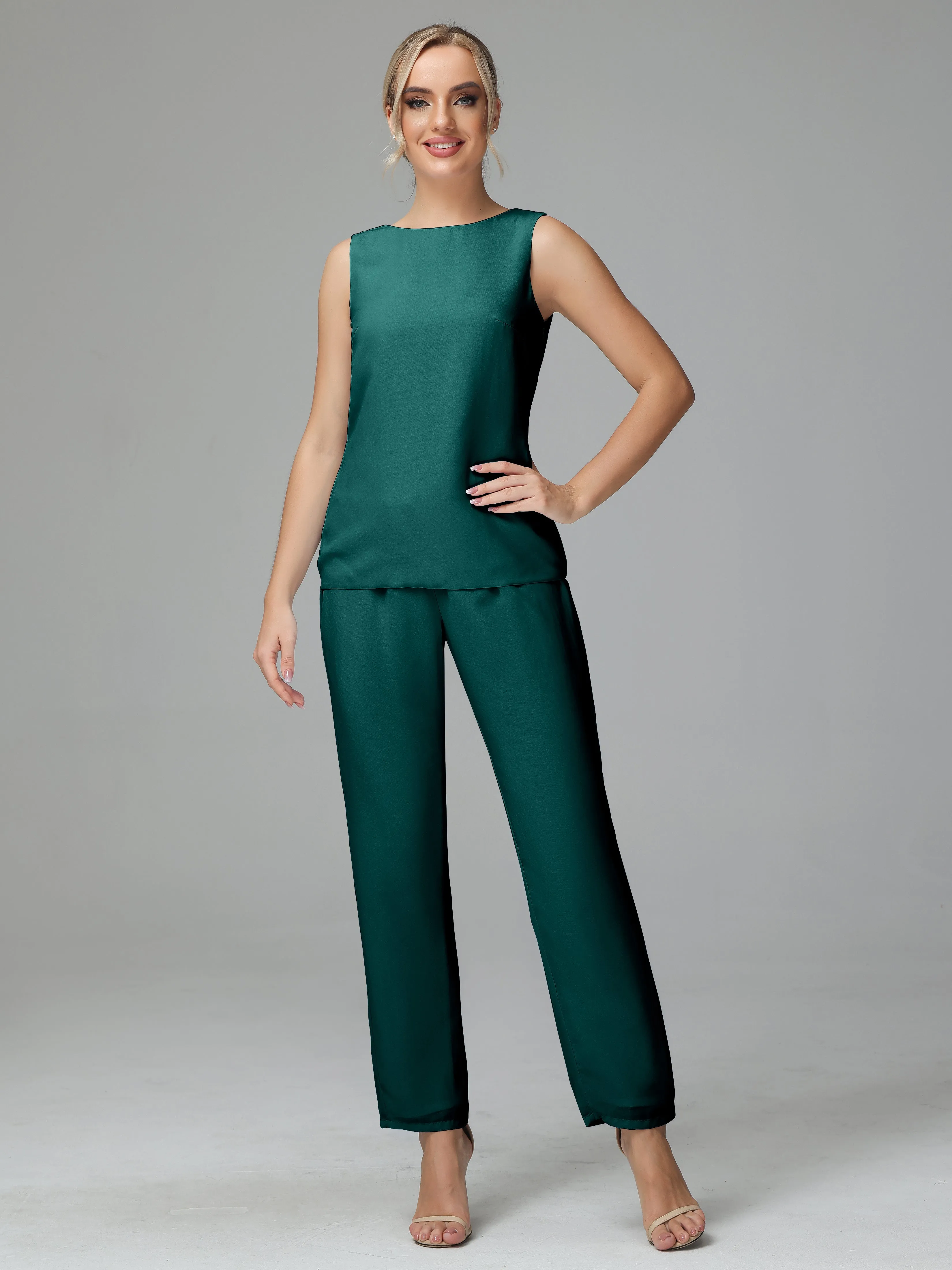 3 Pieces Chiffon Long Version Mother of the Bride Dress Pant Suits