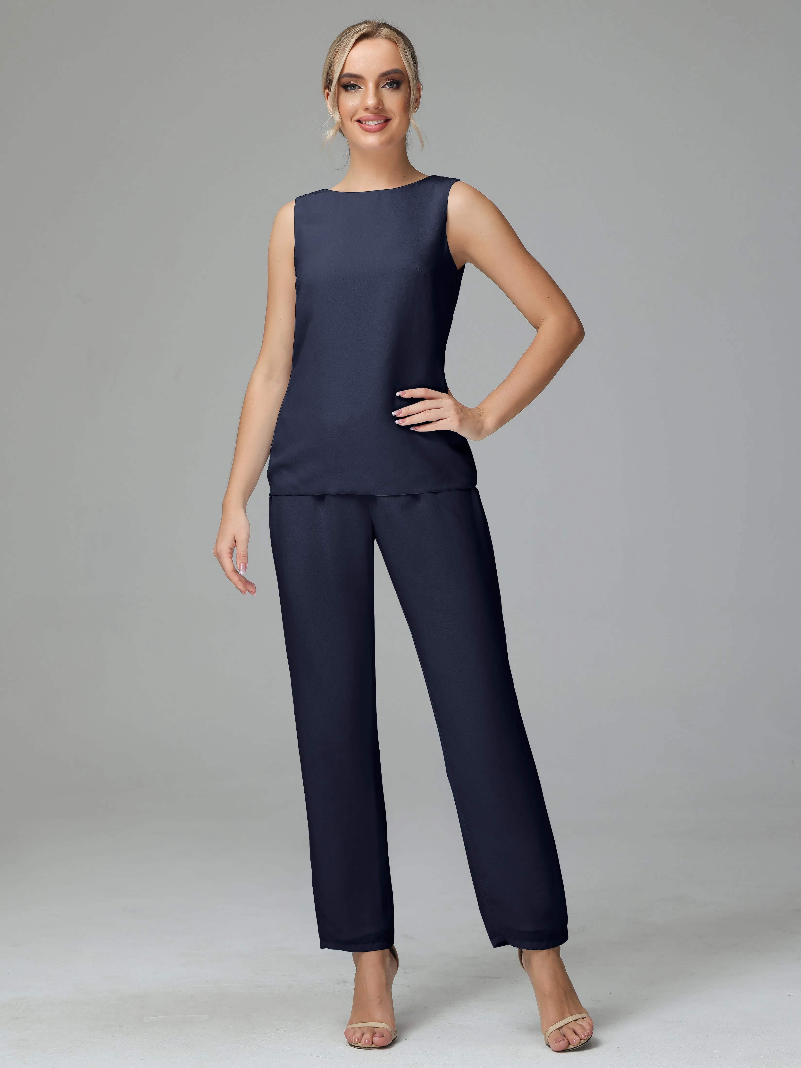 3 Pieces Chiffon Long Version Mother of the Bride Dress Pant Suits