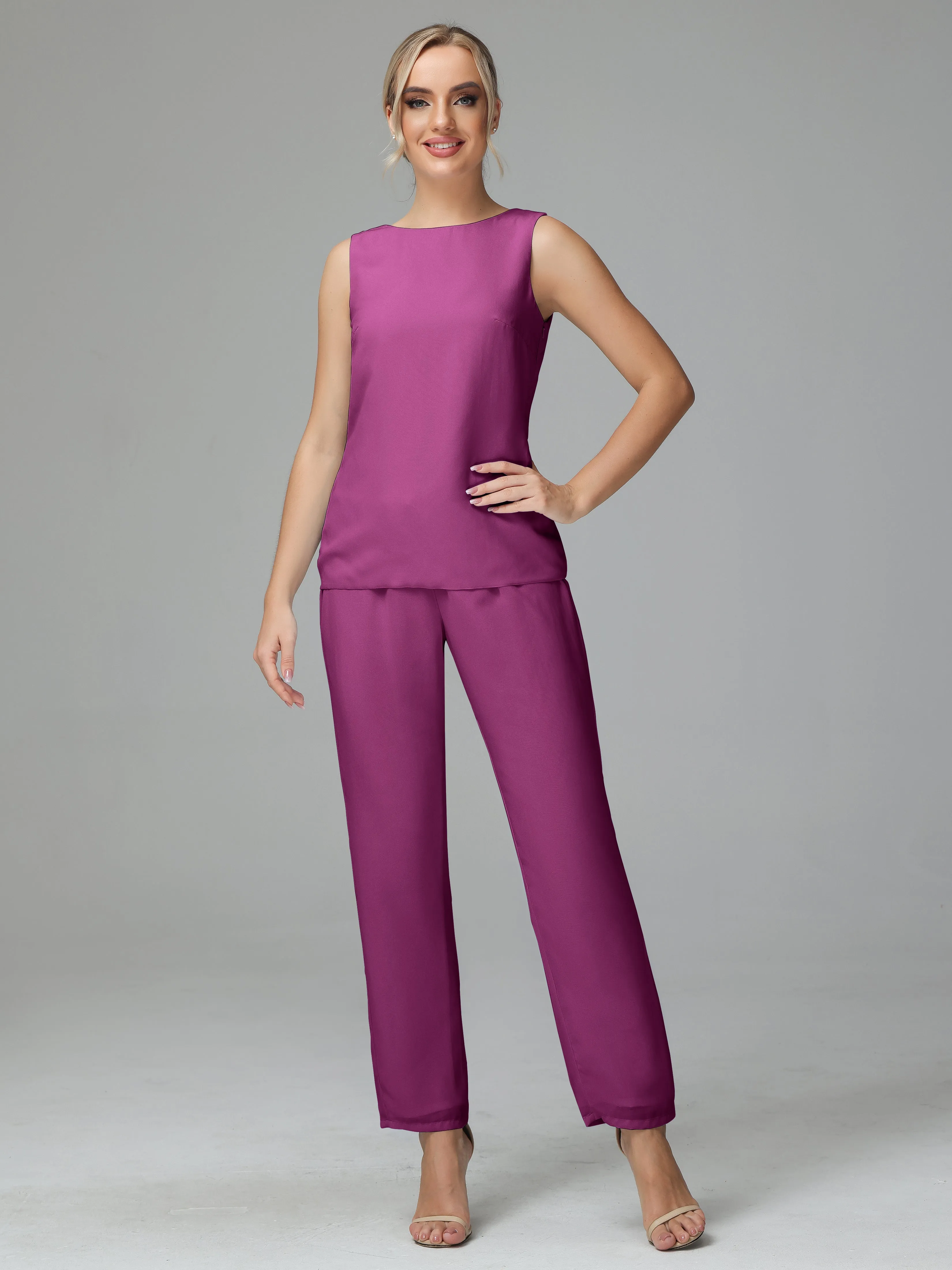 3 Pieces Chiffon Long Version Mother of the Bride Dress Pant Suits