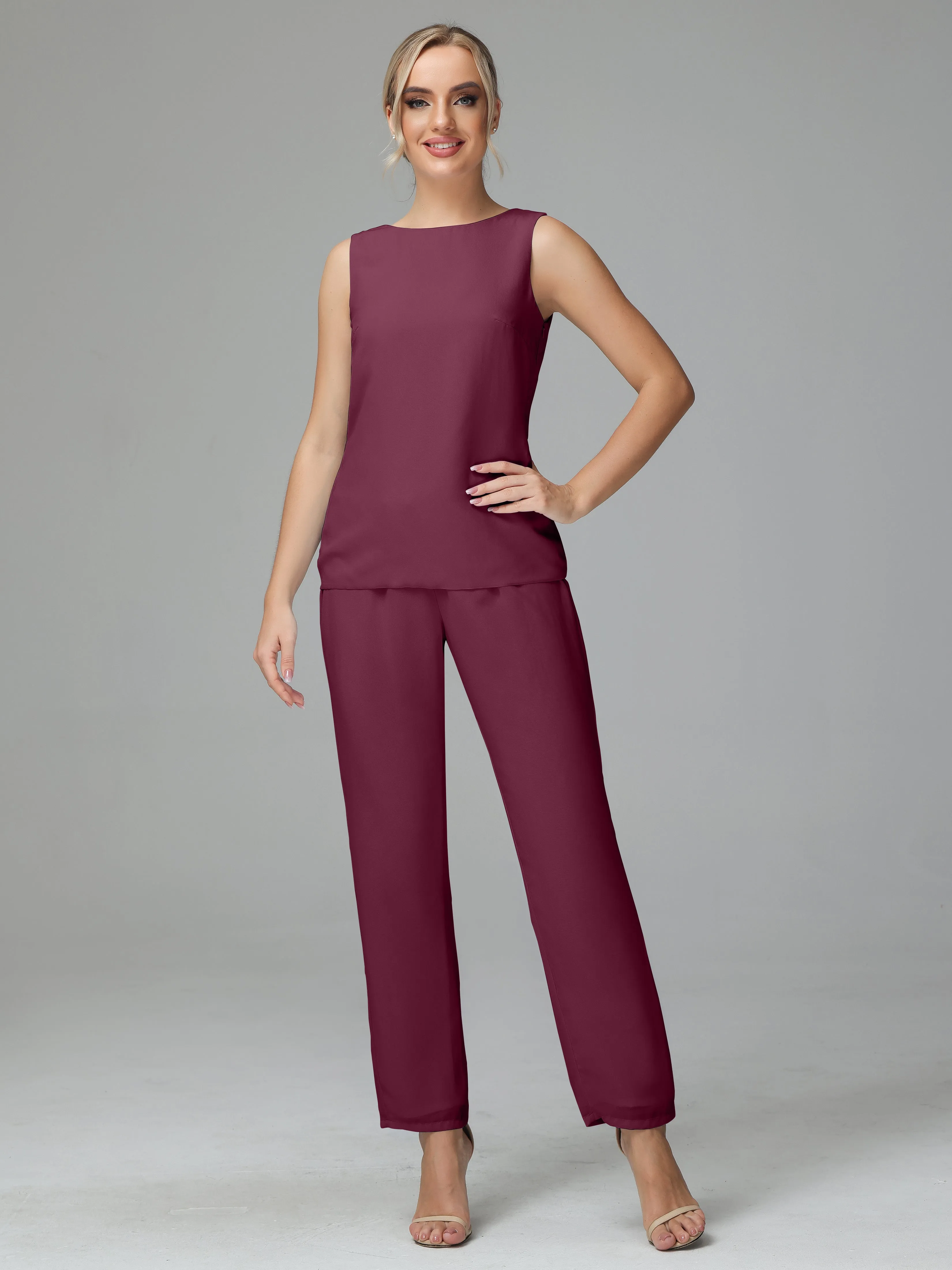 3 Pieces Chiffon Long Version Mother of the Bride Dress Pant Suits