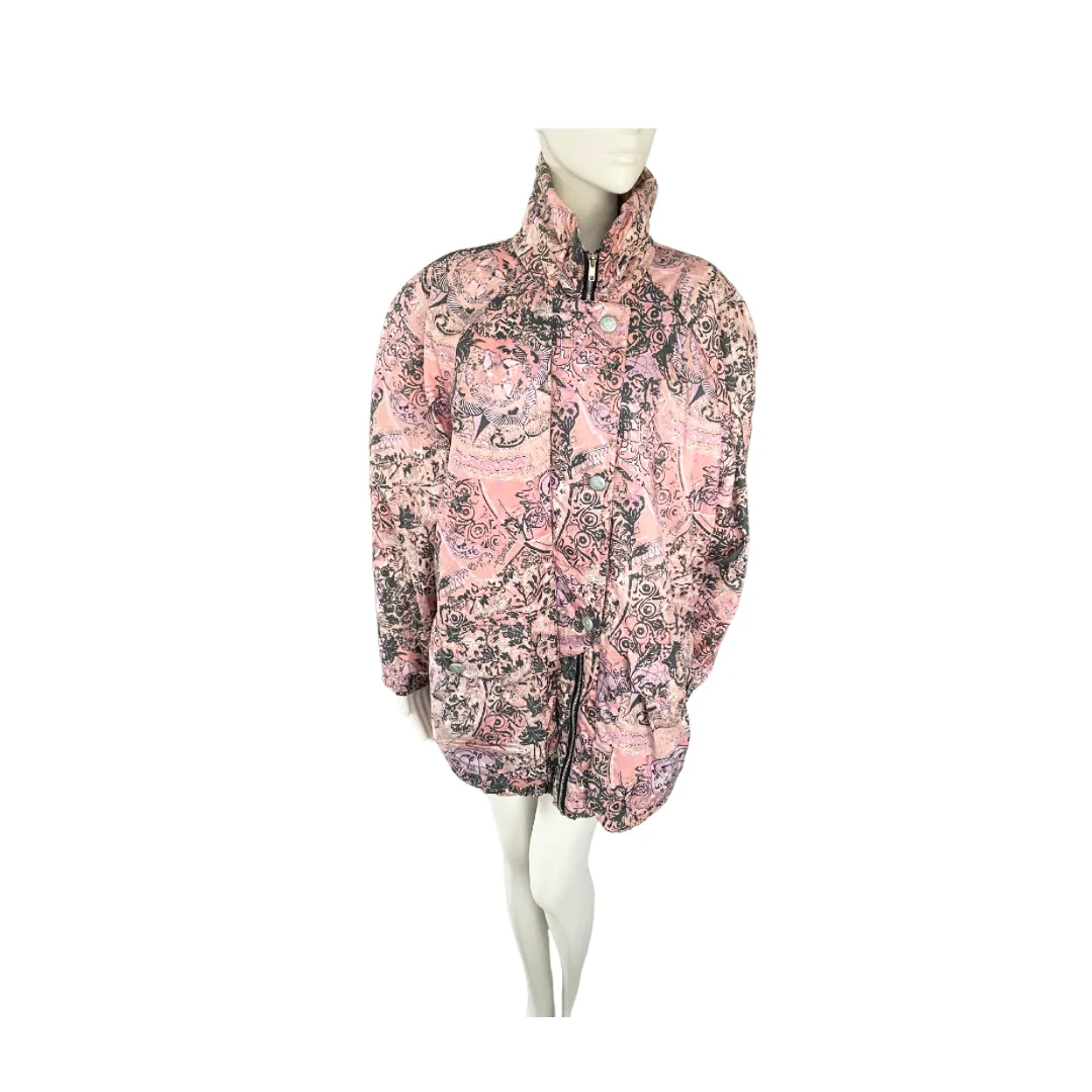 Abstract Print Vintage Ski Jacket Pink SIZE 14