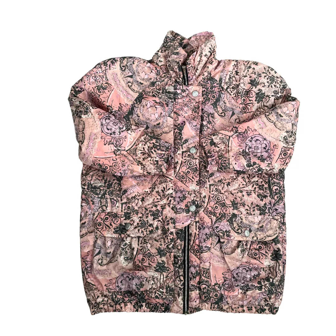 Abstract Print Vintage Ski Jacket Pink SIZE 14