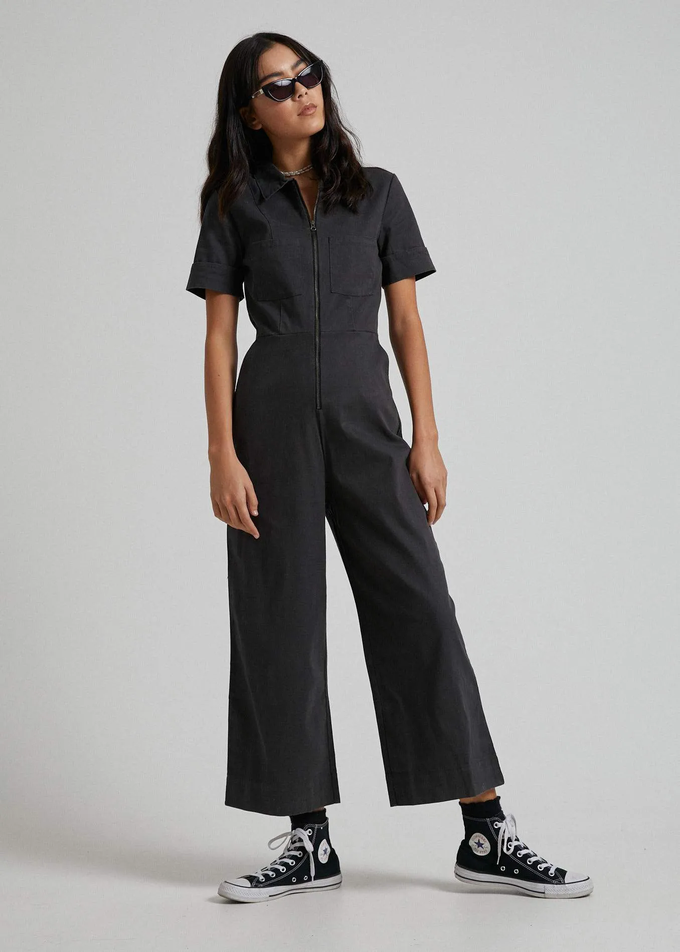 Afends Womens Cora - Hemp Boilersuit - Raven