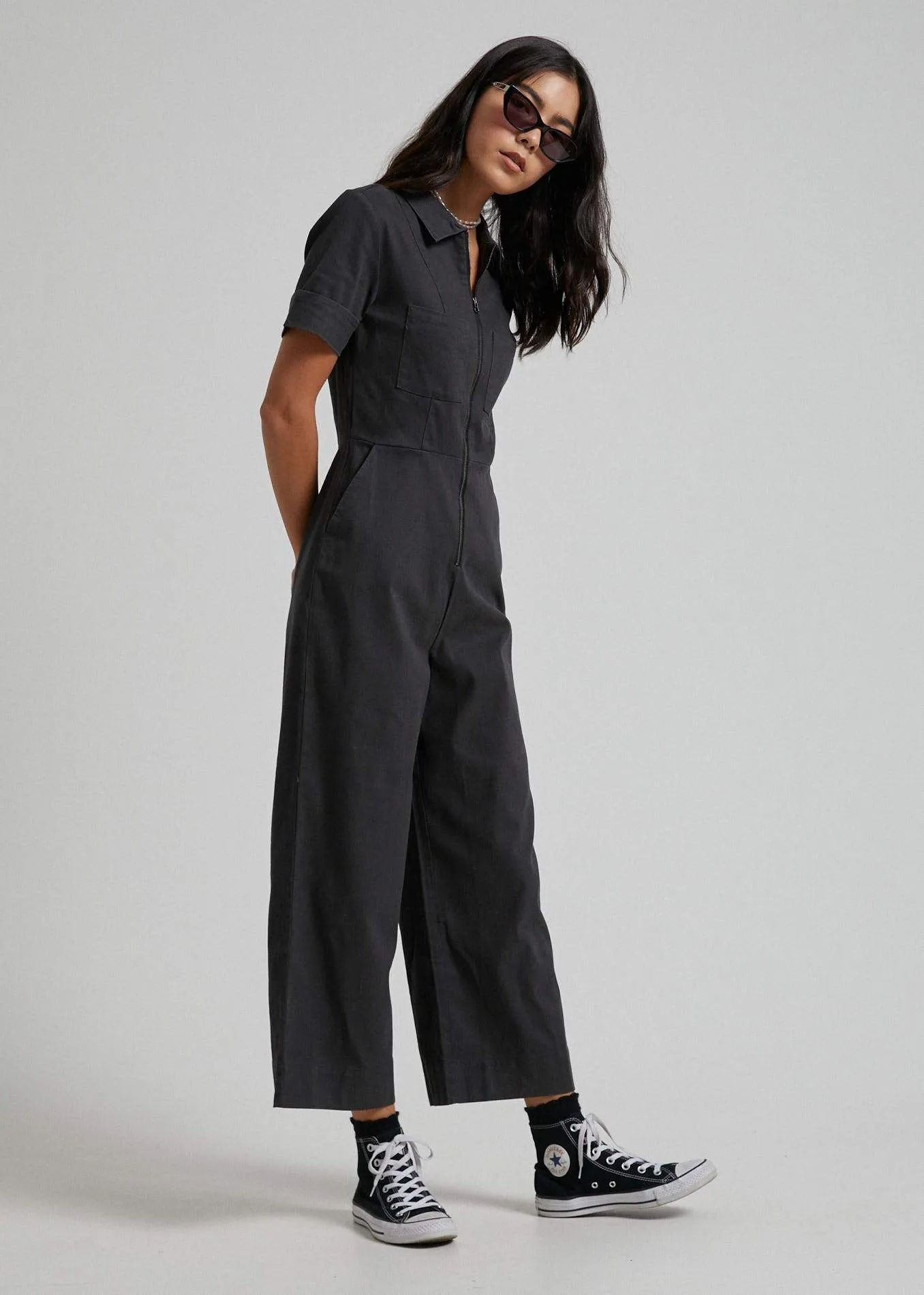 Afends Womens Cora - Hemp Boilersuit - Raven