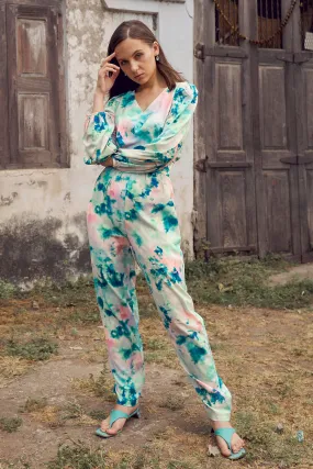 All In Tie & Dye Front Knot Jumpsuit