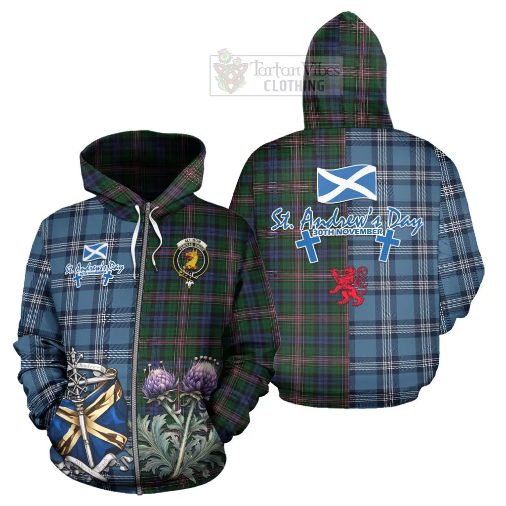 Allison Tartan Hoodie Happy St. Andrew's Day Half Tartan Style