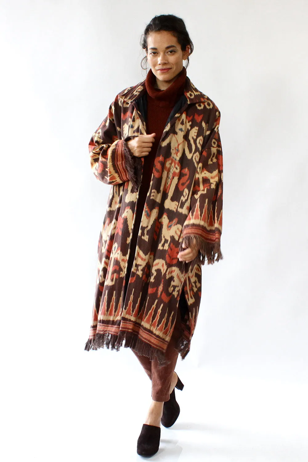 Amber Ikat Fringe Coat