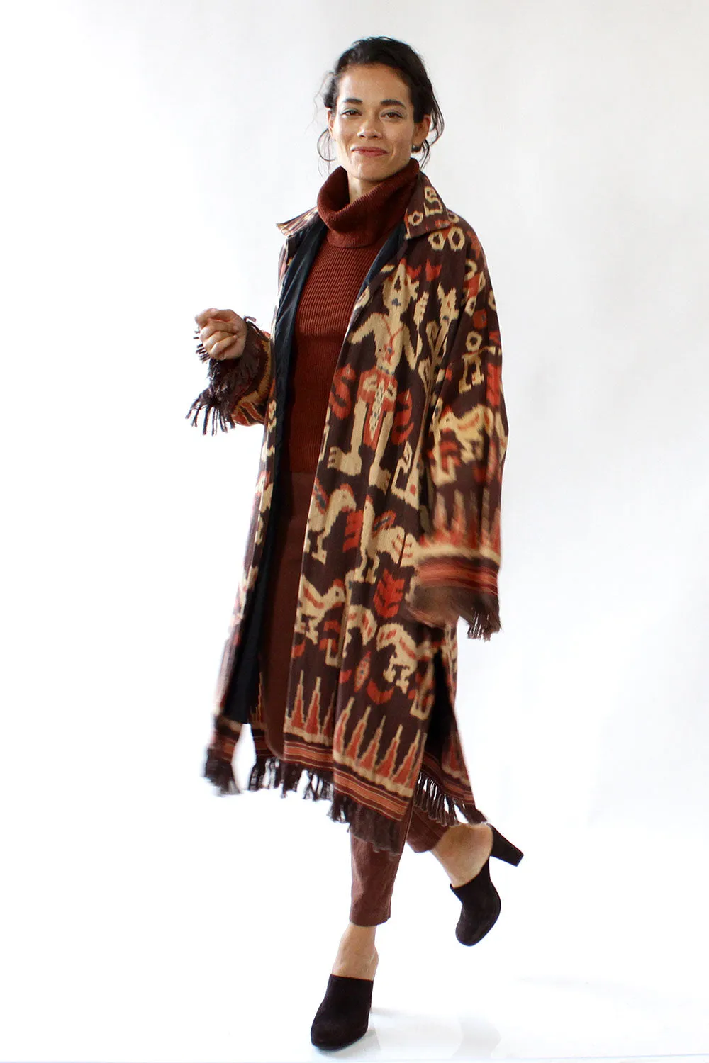 Amber Ikat Fringe Coat