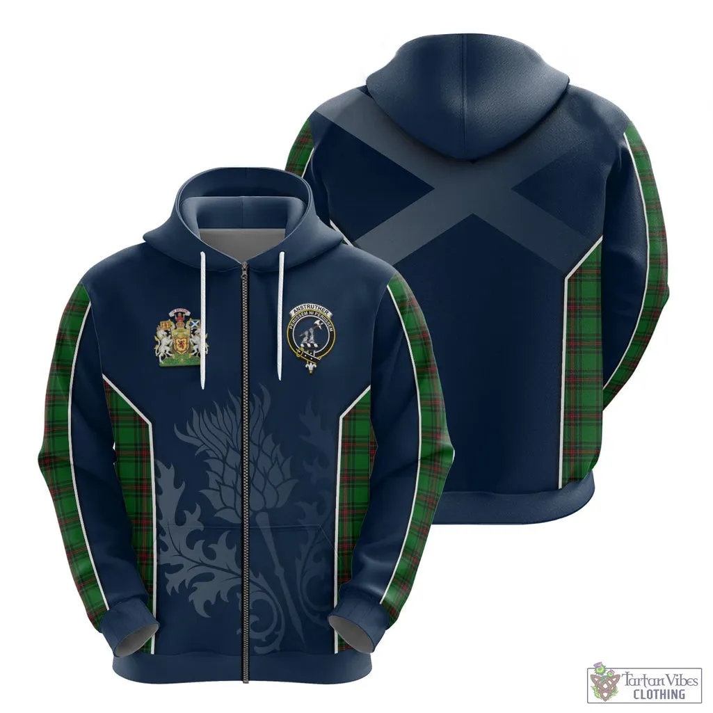 Anstruther Tartan Hoodie with Family Crest and Scottish Thistle Vibes Sport Style