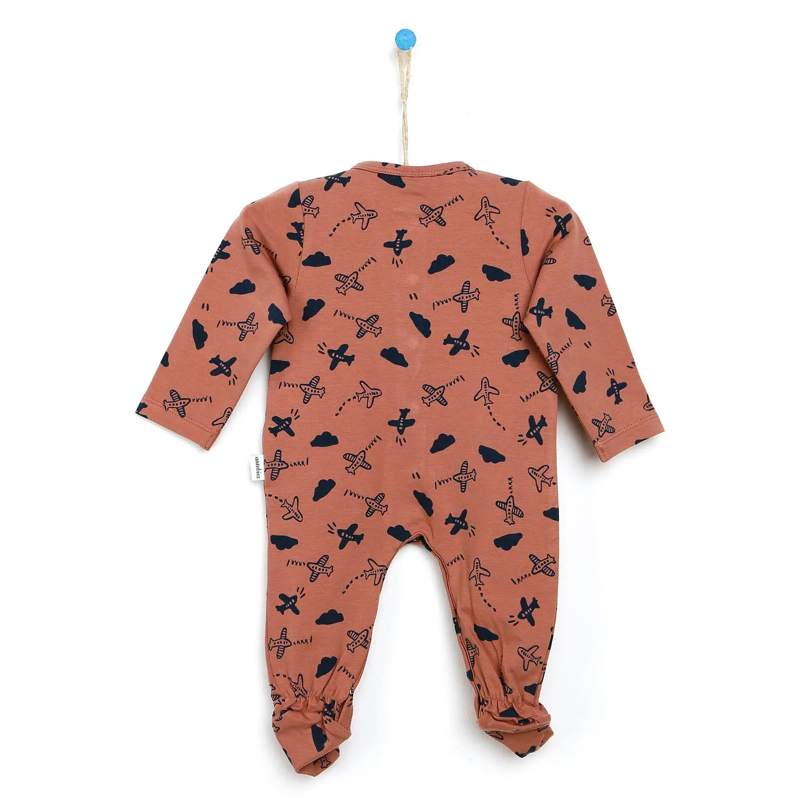 Antebies Newborn Plane Organic Footed Jumpsuit - Light Rose