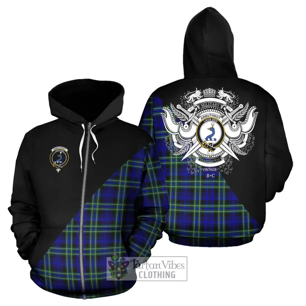 Arbuthnot Modern Tartan Hoodie with Family Crest and Military Logo Style