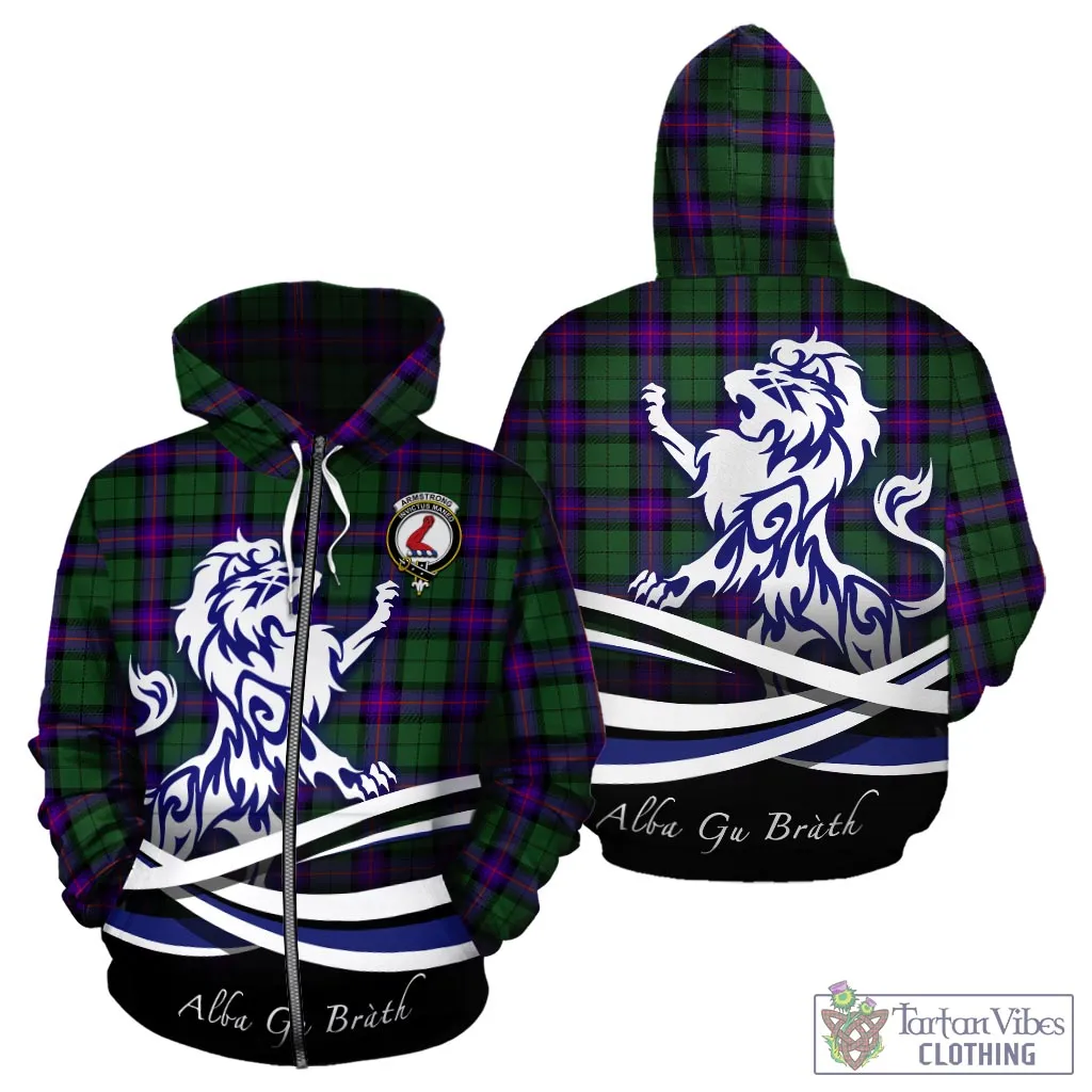 Armstrong Modern Tartan Hoodie with Alba Gu Brath Regal Lion Emblem