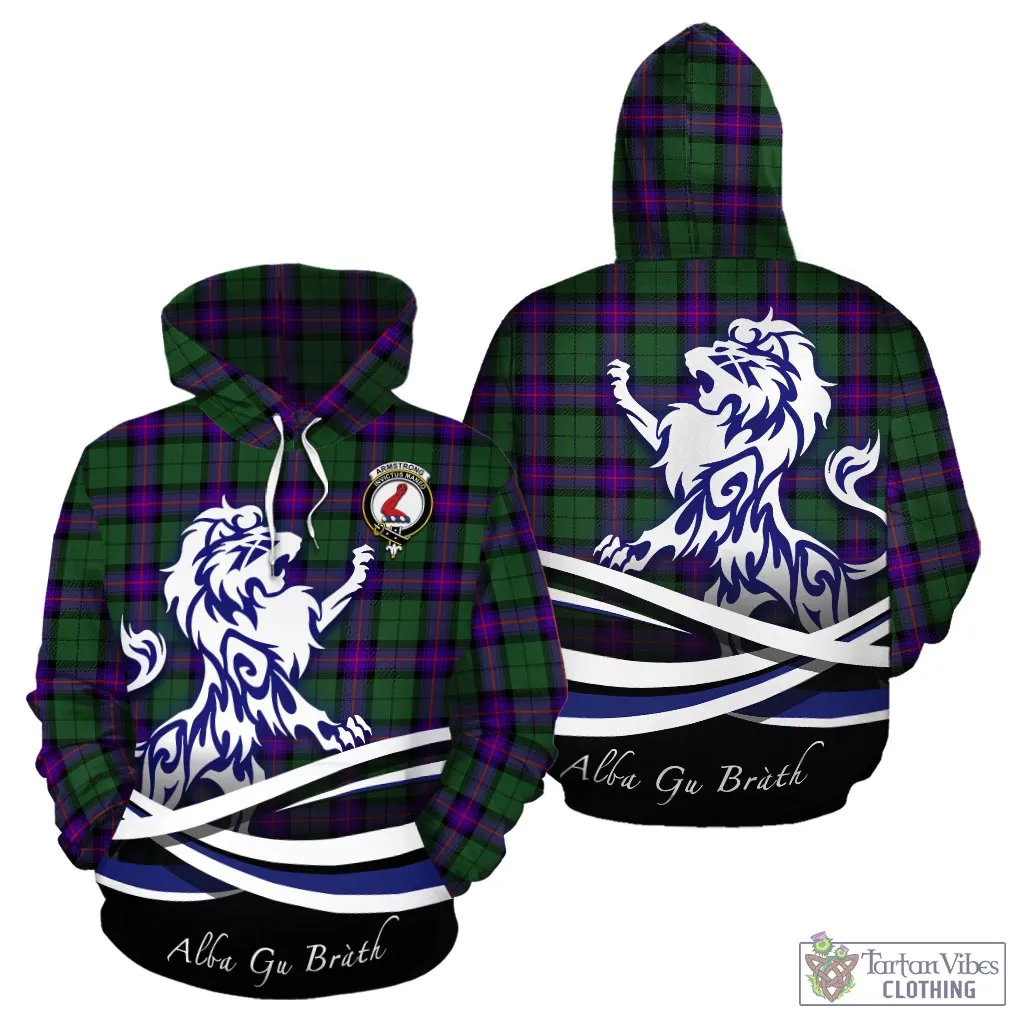 Armstrong Modern Tartan Hoodie with Alba Gu Brath Regal Lion Emblem