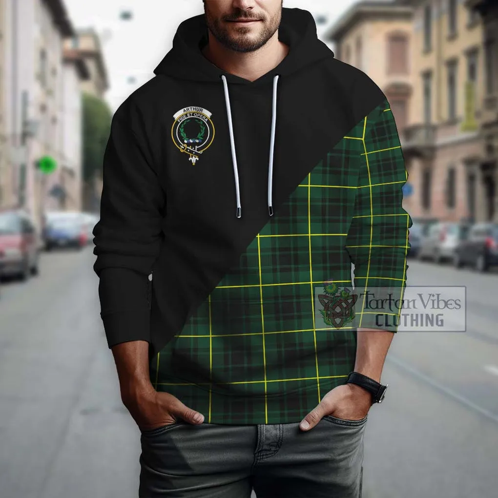 Arthur Modern Tartan Hoodie with Family Crest and Military Logo Style