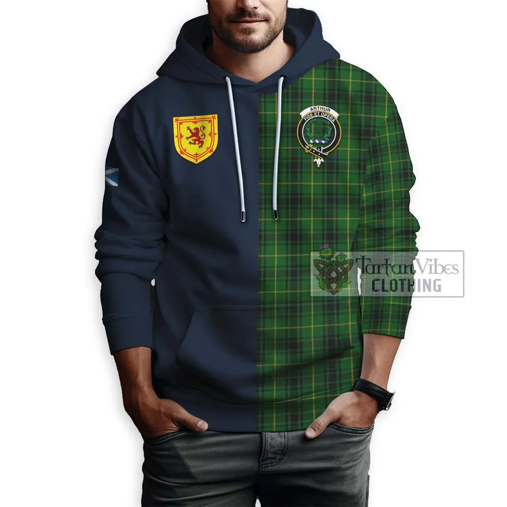 Arthur Tartan Hoodie Alba with Scottish Lion Royal Arm Half Style