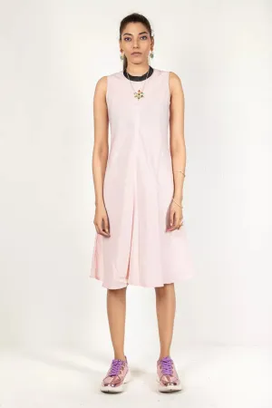 Baby Pink Polo Neck Linen Bamboo Dress