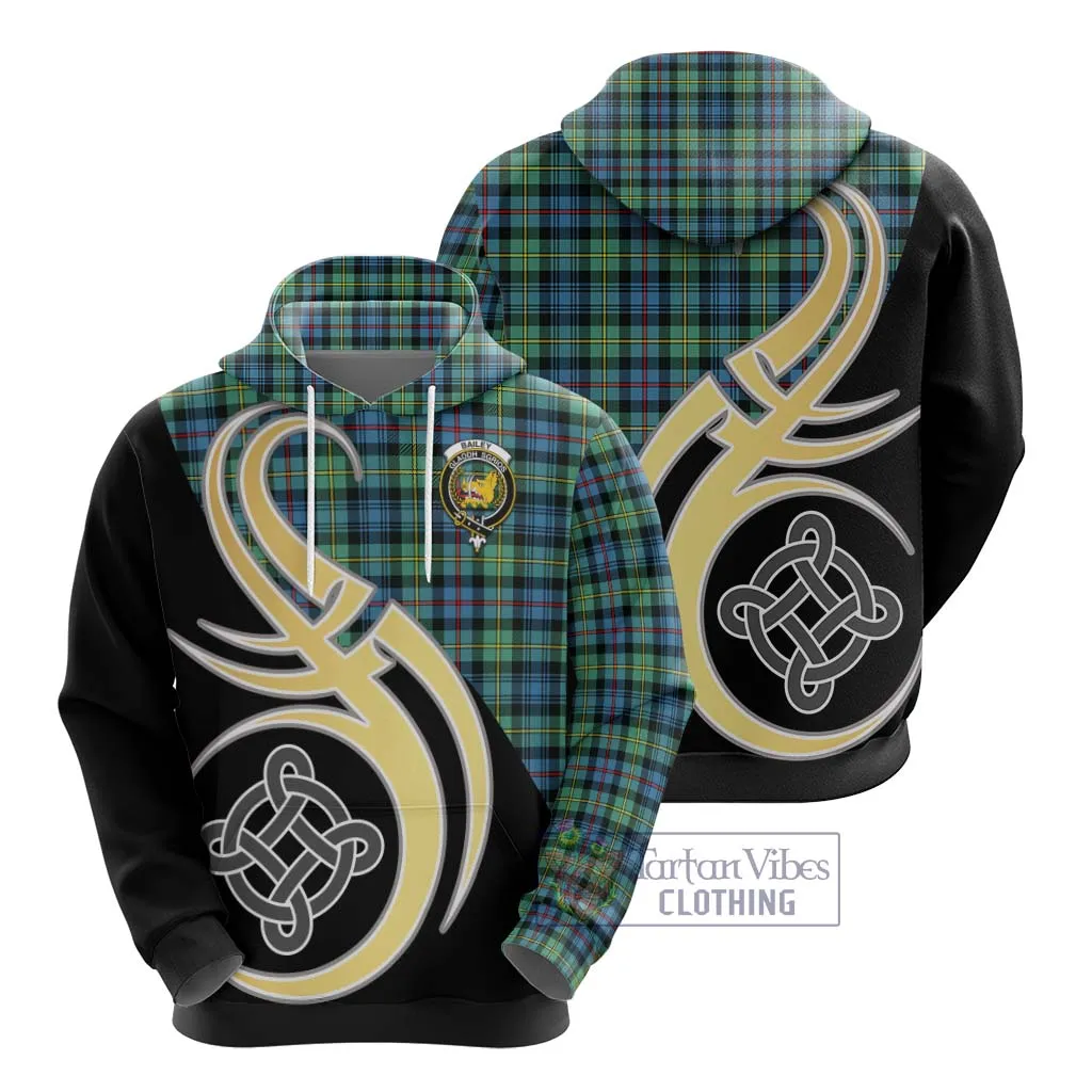 Bailey Ancient Tartan Hoodie with Family Crest and Celtic Symbol Style