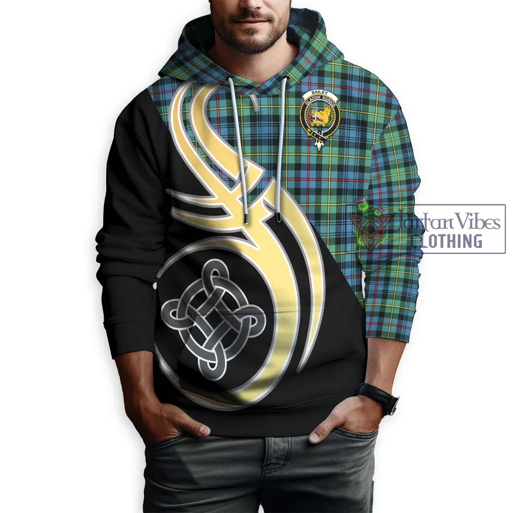 Bailey Ancient Tartan Hoodie with Family Crest and Celtic Symbol Style