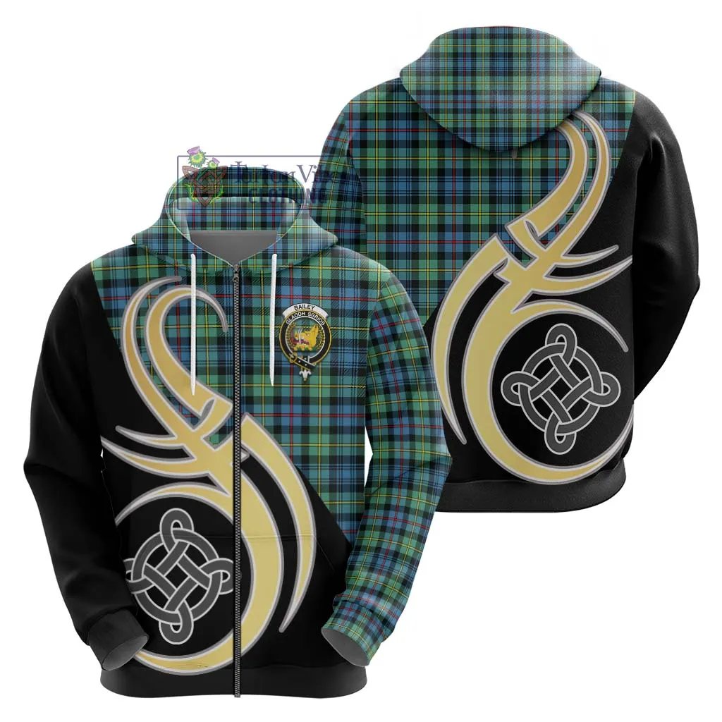 Bailey Ancient Tartan Hoodie with Family Crest and Celtic Symbol Style