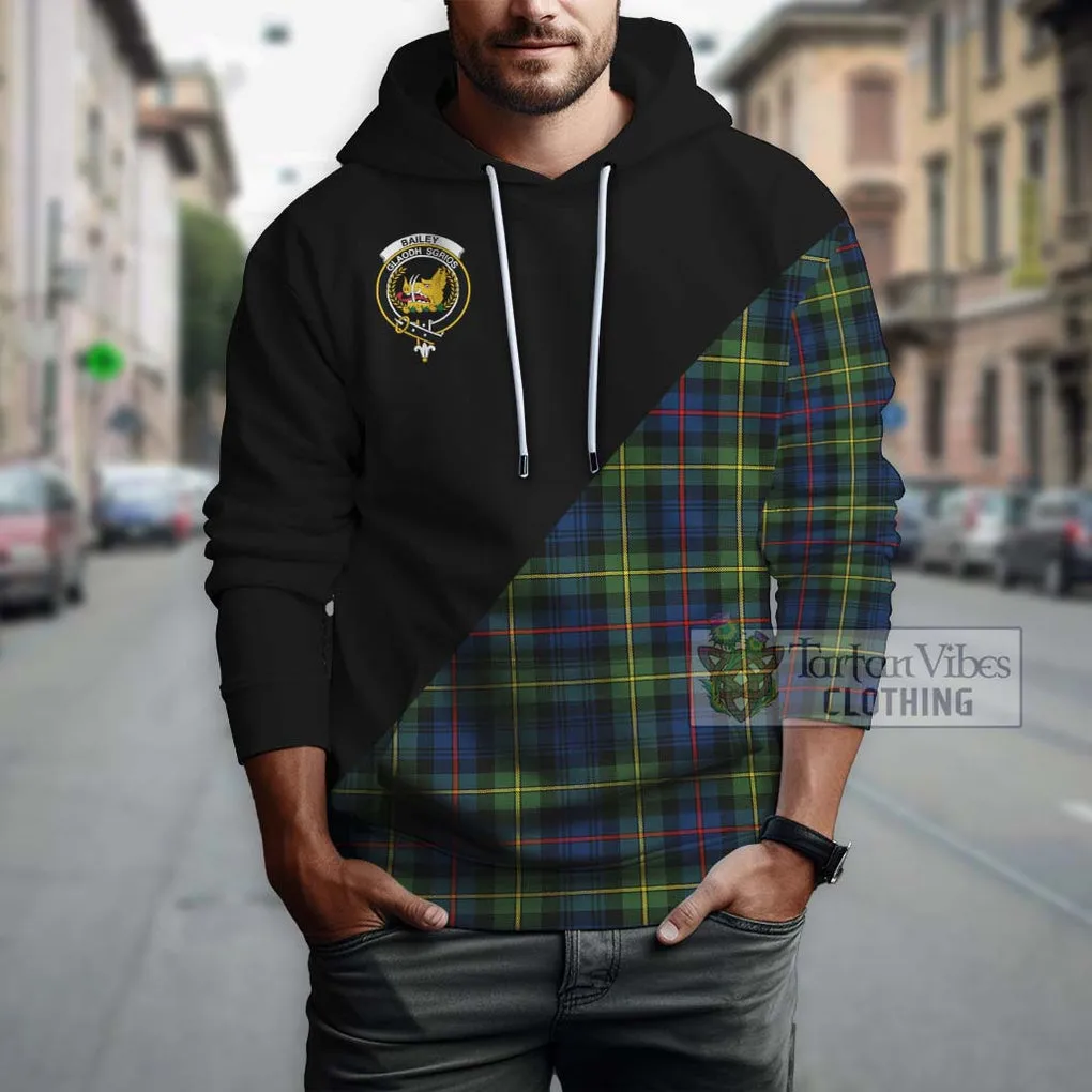 Bailey Modern Tartan Hoodie with Family Crest and Military Logo Style