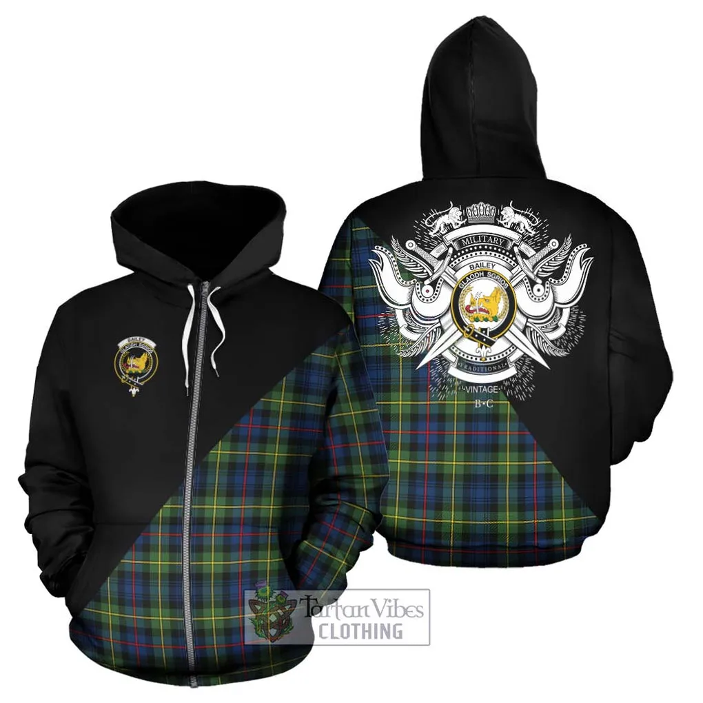 Bailey Modern Tartan Hoodie with Family Crest and Military Logo Style