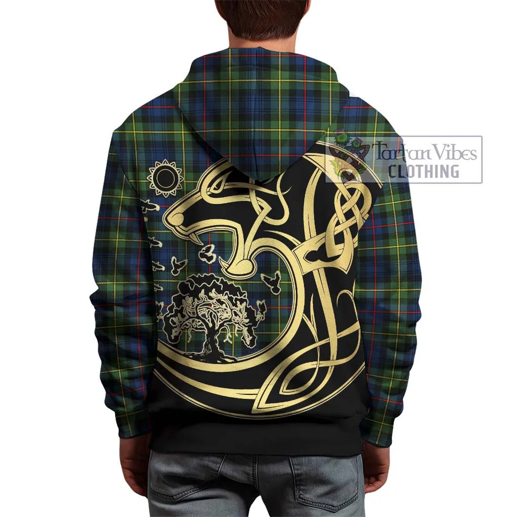 Bailey Modern Tartan Hoodie with Family Crest Celtic Wolf Style