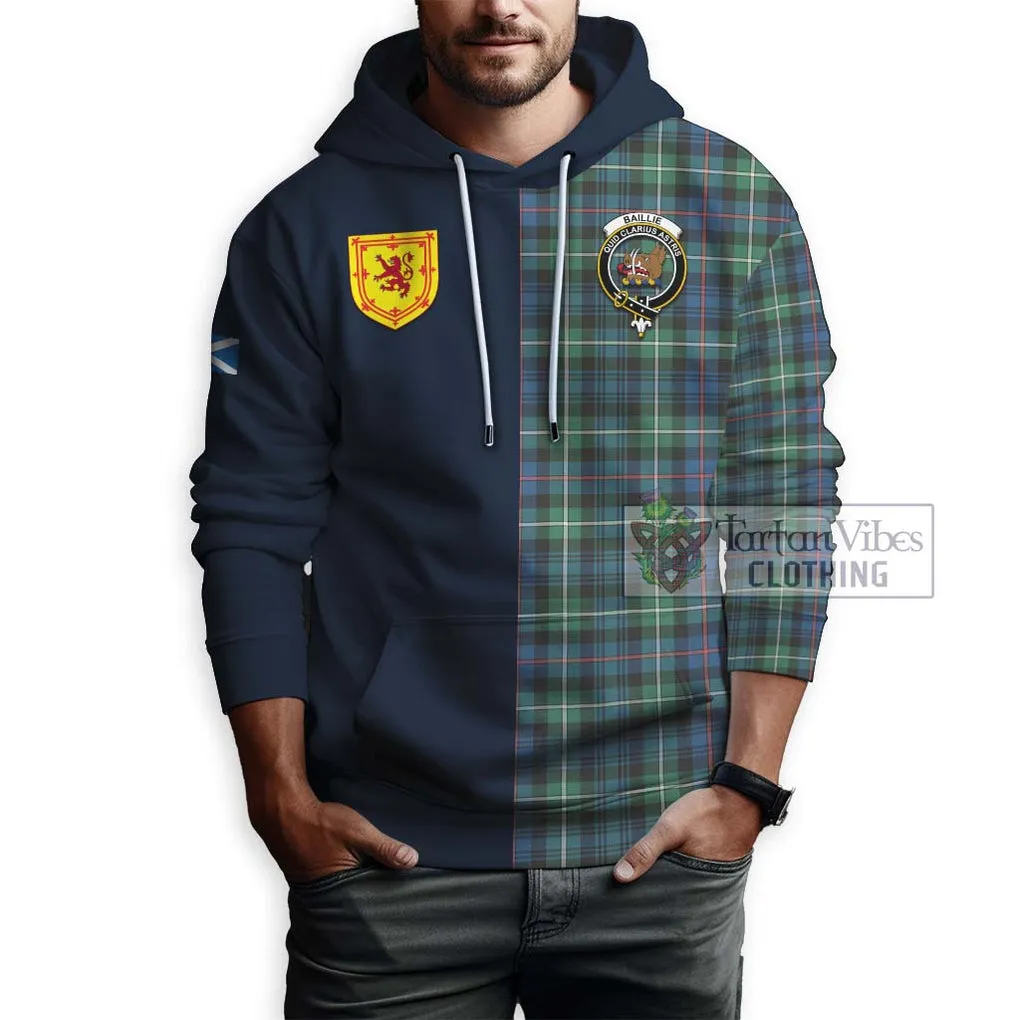 Baillie Ancient Tartan Hoodie Alba with Scottish Lion Royal Arm Half Style