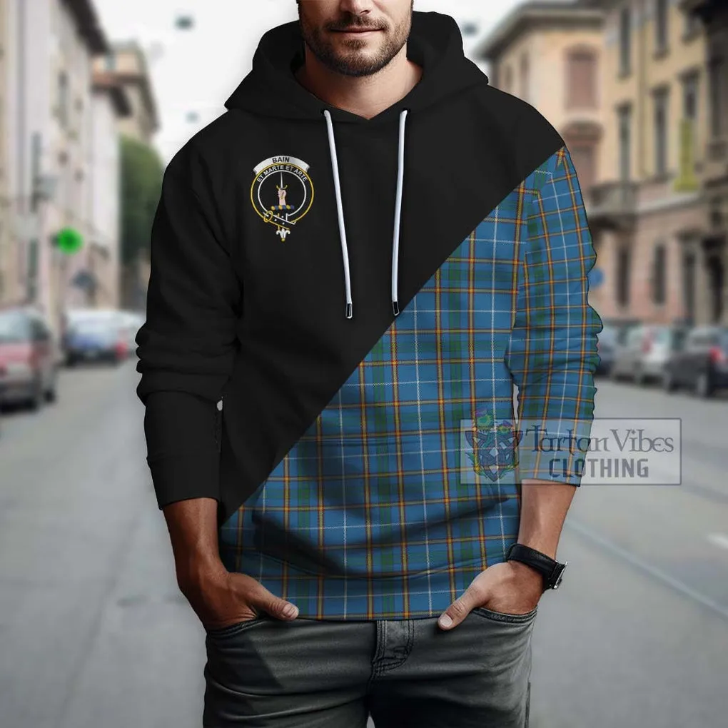 Bain Tartan Hoodie with Family Crest and Military Logo Style