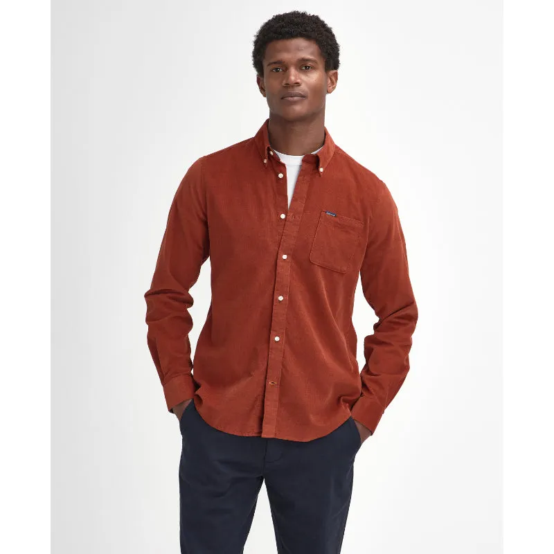 Barbour Ramsey Corduroy Mens Tailored Shirt - Dark Ginger