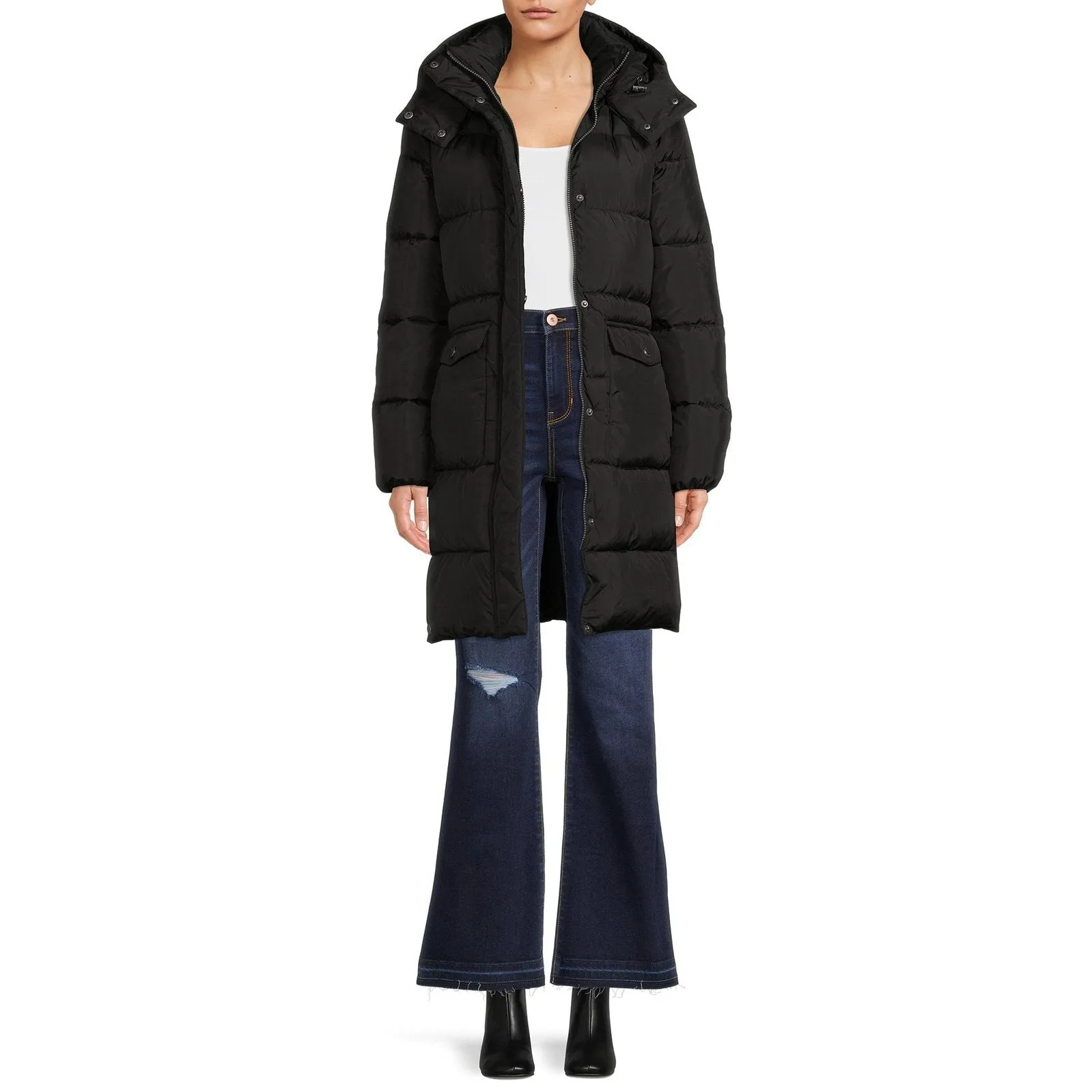 BCBG Paris Women's Long Puffer Coat with Hood