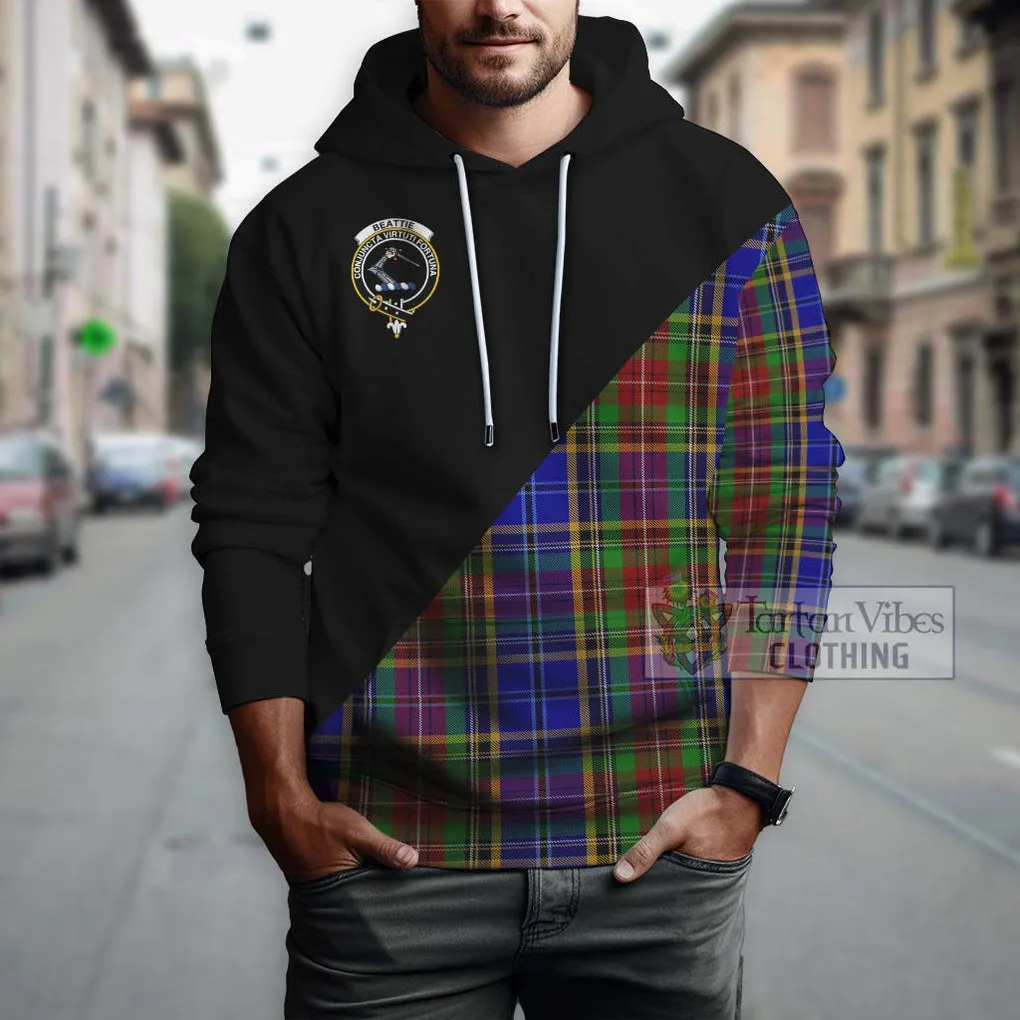 Beattie Tartan Hoodie with Family Crest and Military Logo Style