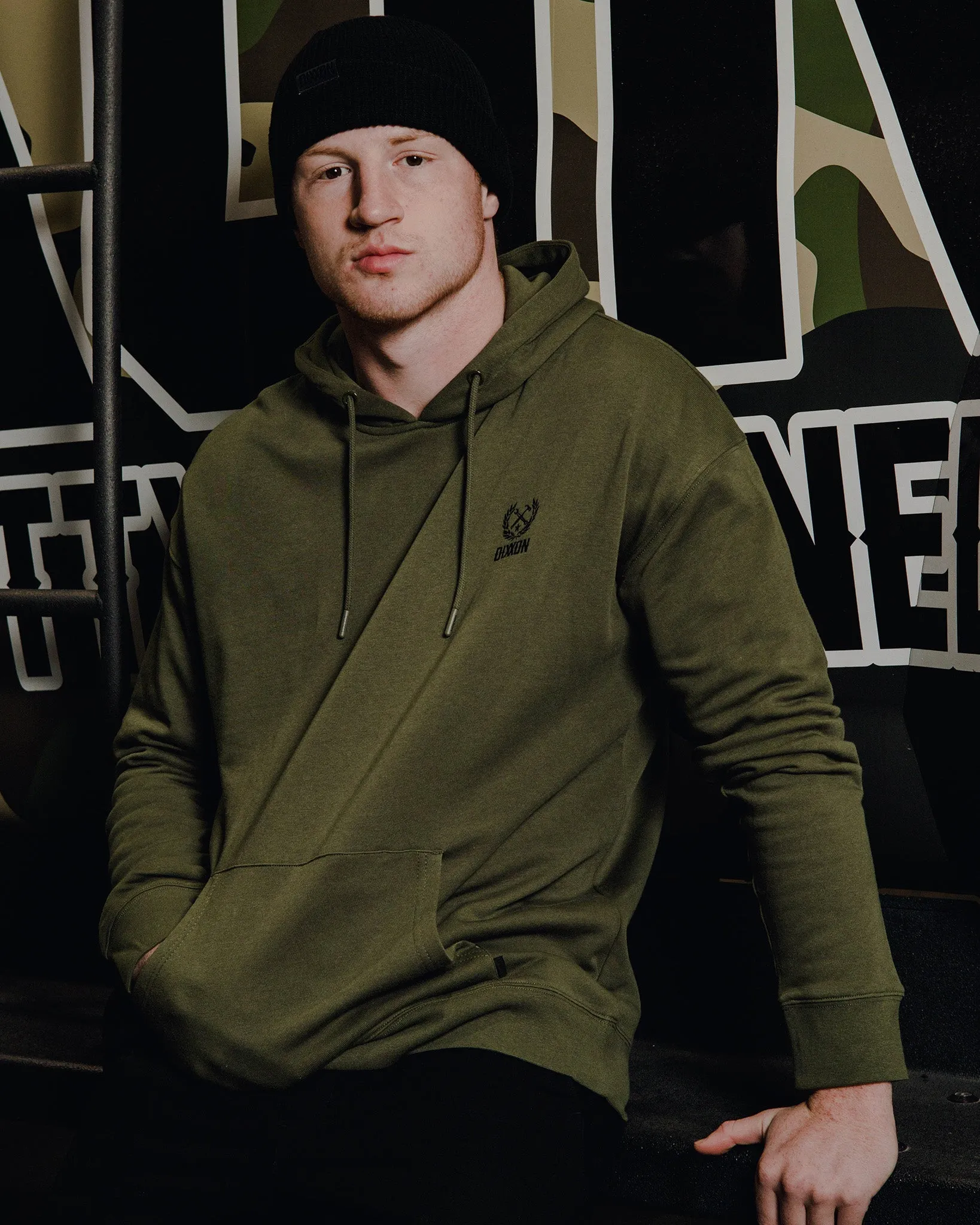 Black Crest Lightweight Pullover Hoodie - OD Green