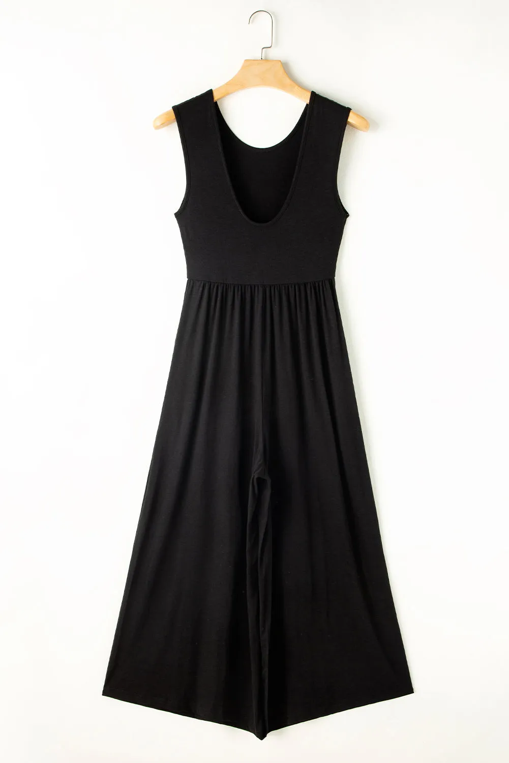 Black Open Back Wide Leg Jumpsuit