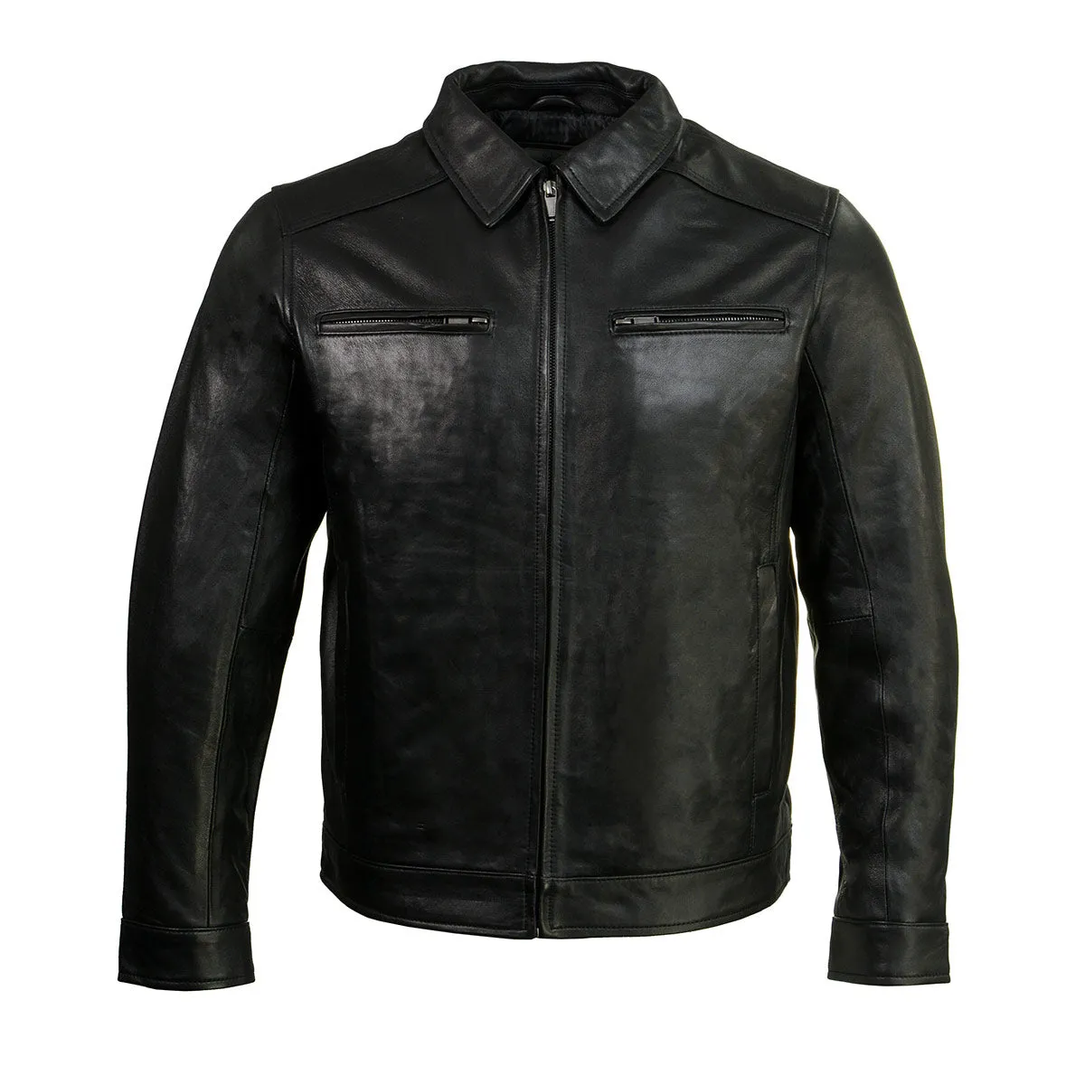 Boston Harbour 1.0 Men's Black New Zealand Lamb Leather Fashion Car Coat Jacket SFM1899