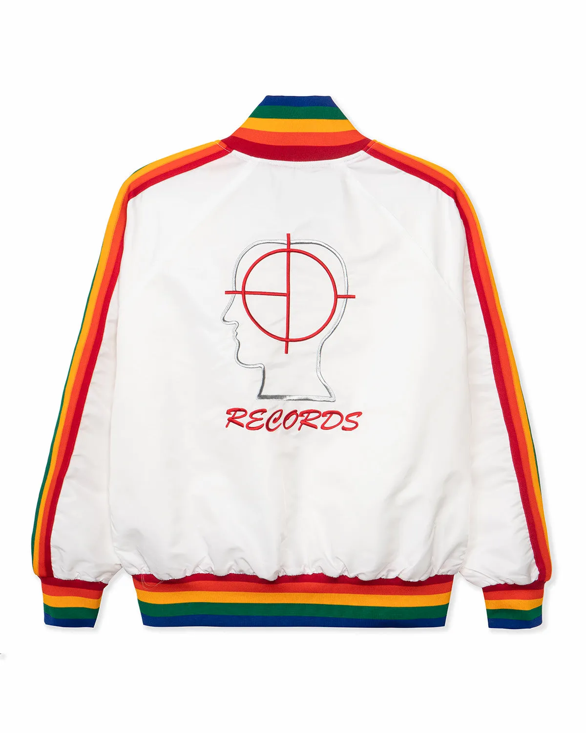 Brain Dead Records Embroidered Satin Club Jacket - White