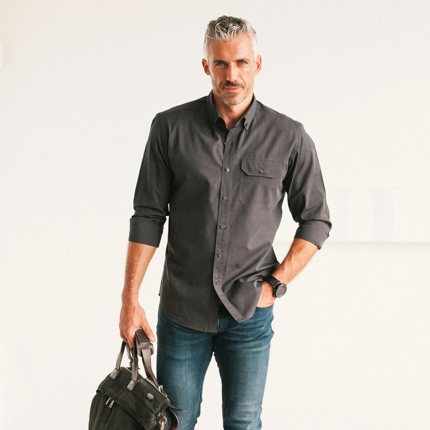 Builder Casual Shirt – Asphalt Cotton End-on-end