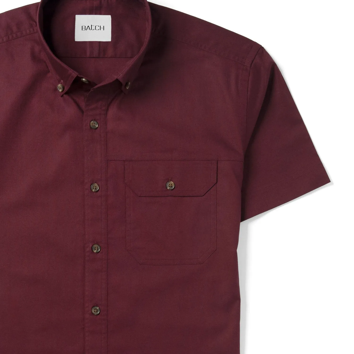 Builder Short Sleeve Casual Shirt – Burgundy Cotton Oxford