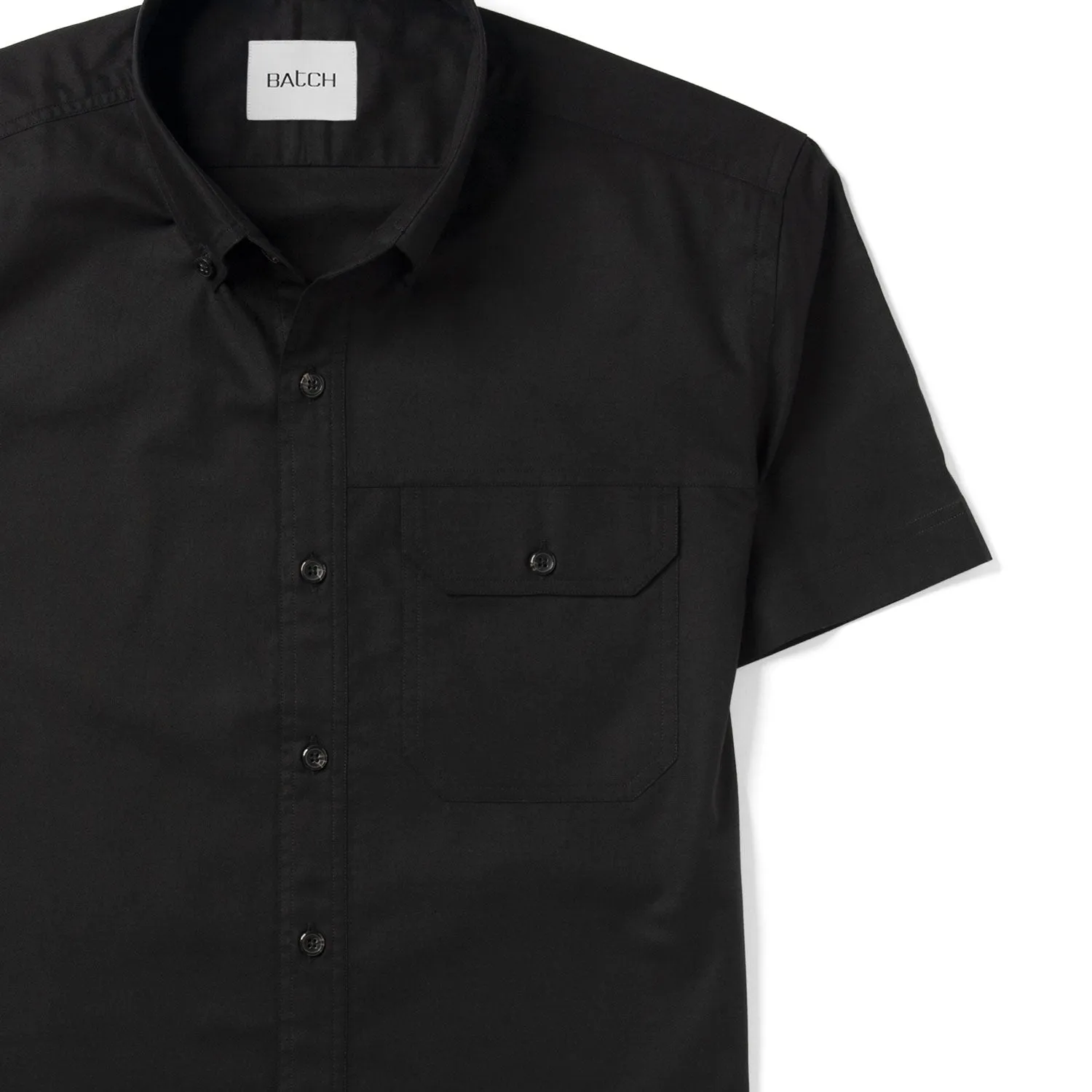 Builder Short Sleeve Casual Shirt – Jet Black Cotton Oxford