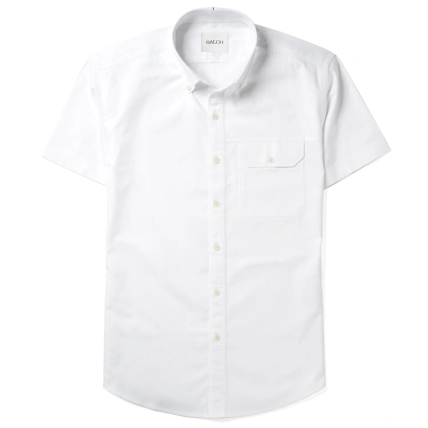 Builder Short Sleeve Casual Shirt – Pure White Cotton Oxford