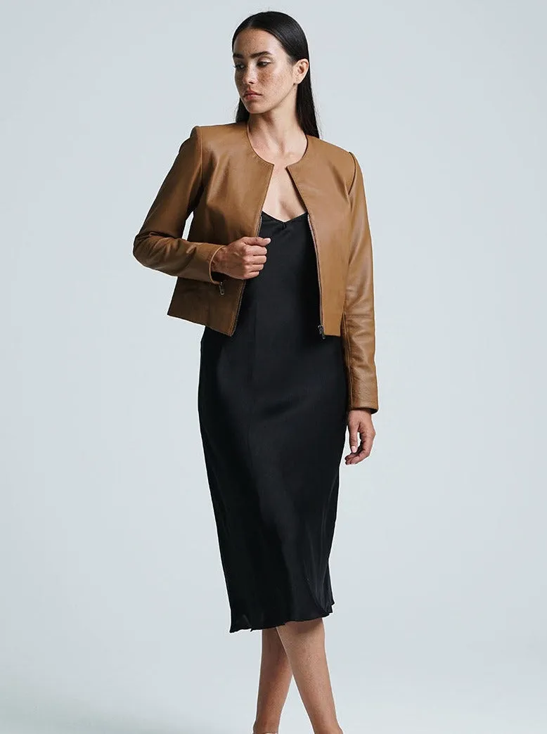 CAPRI LEATHER JACKET - TAN