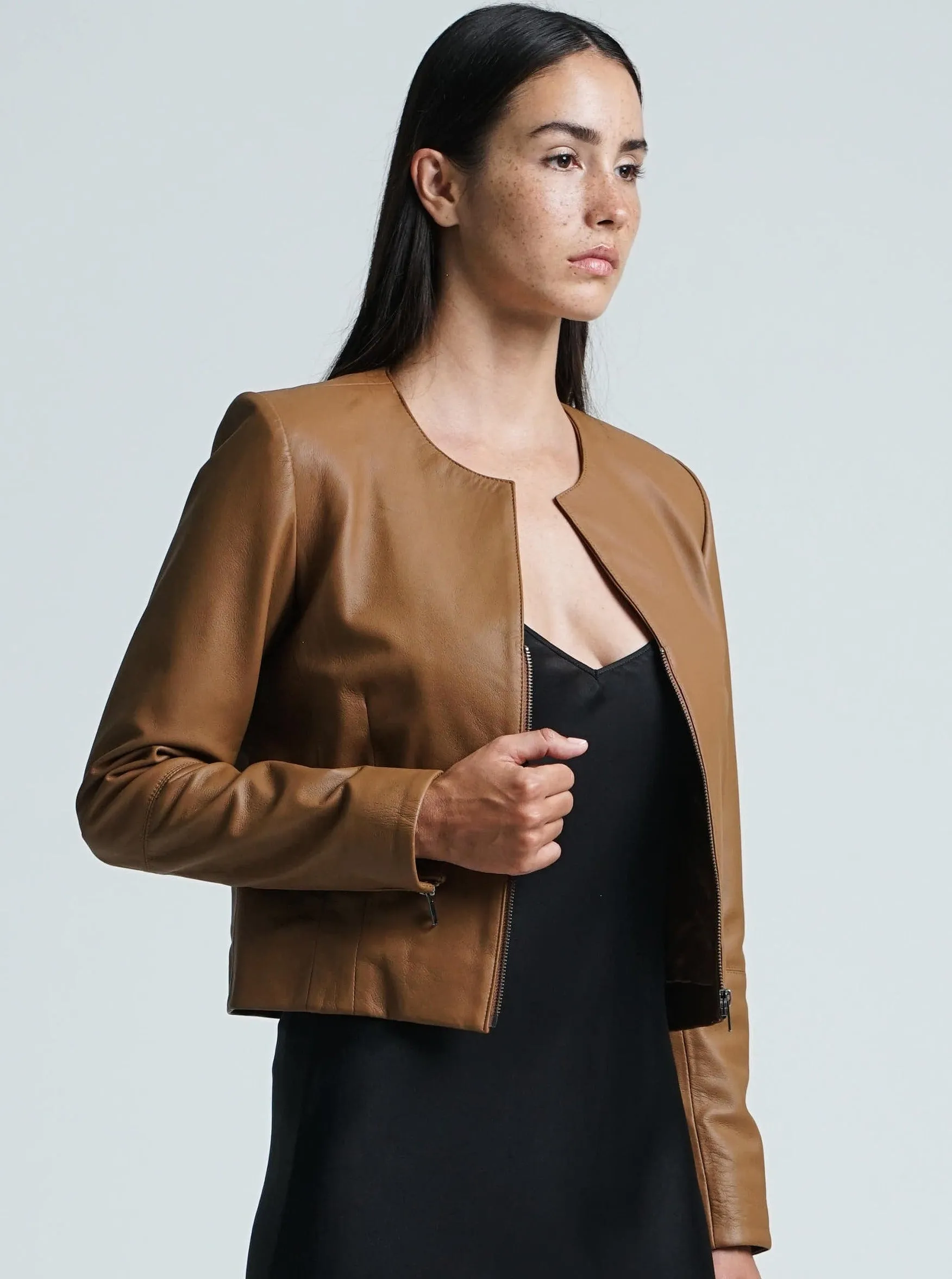 CAPRI LEATHER JACKET - TAN