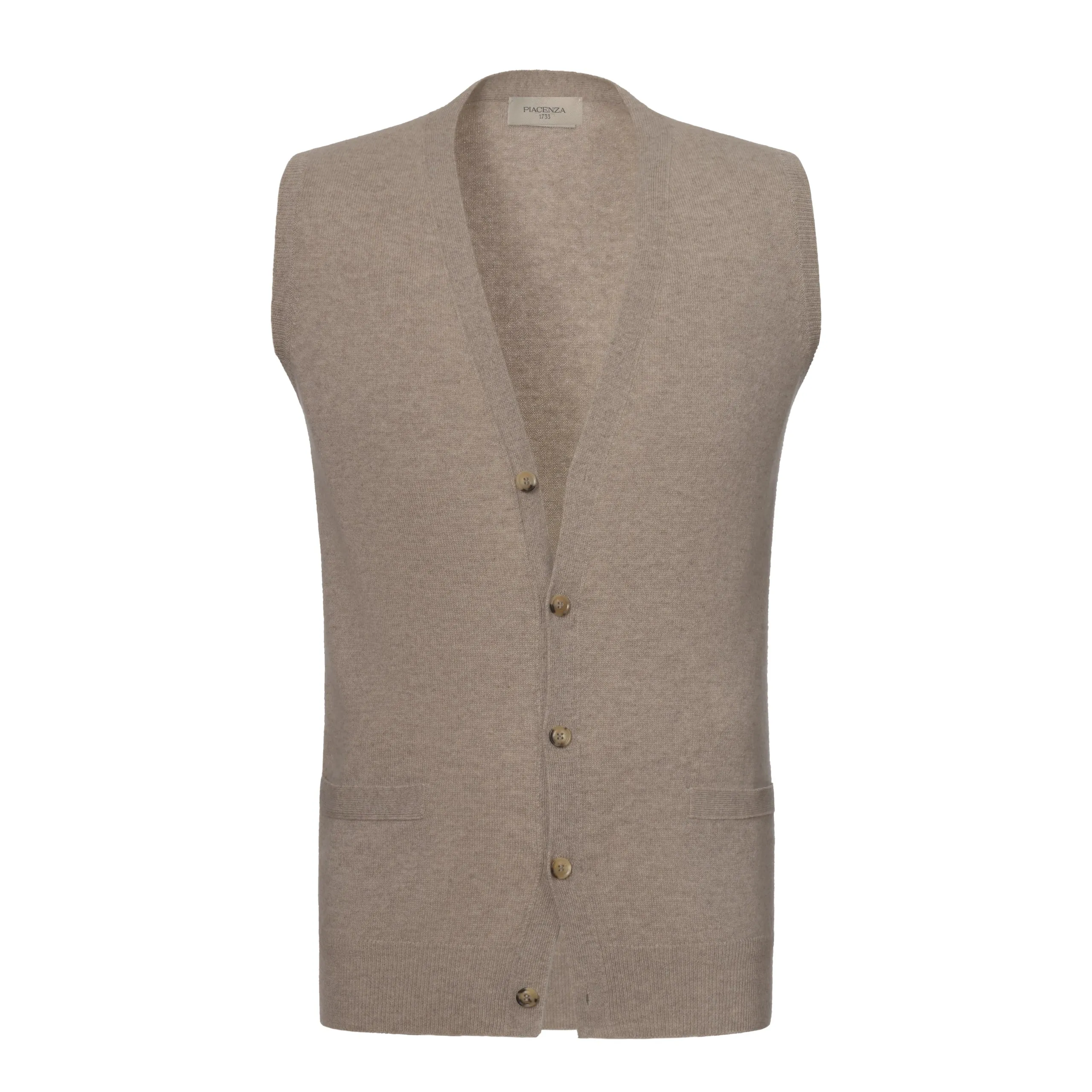 Cashmere Gilet in Soft Greige Melange