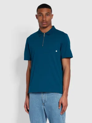 Chancery Regular Fit Zip Placket Polo Shirt In Sailor Blue