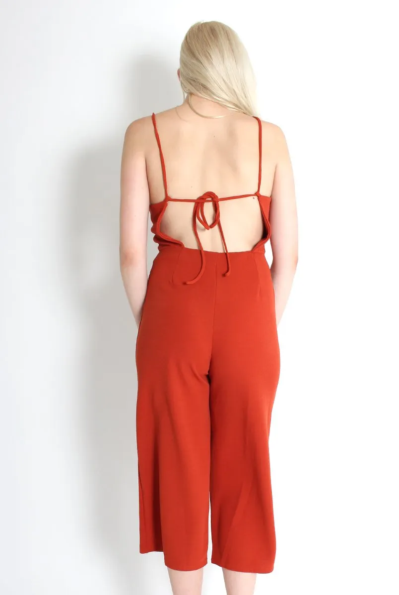 Chantelle Rust High Neck Culotte Jumpsuit