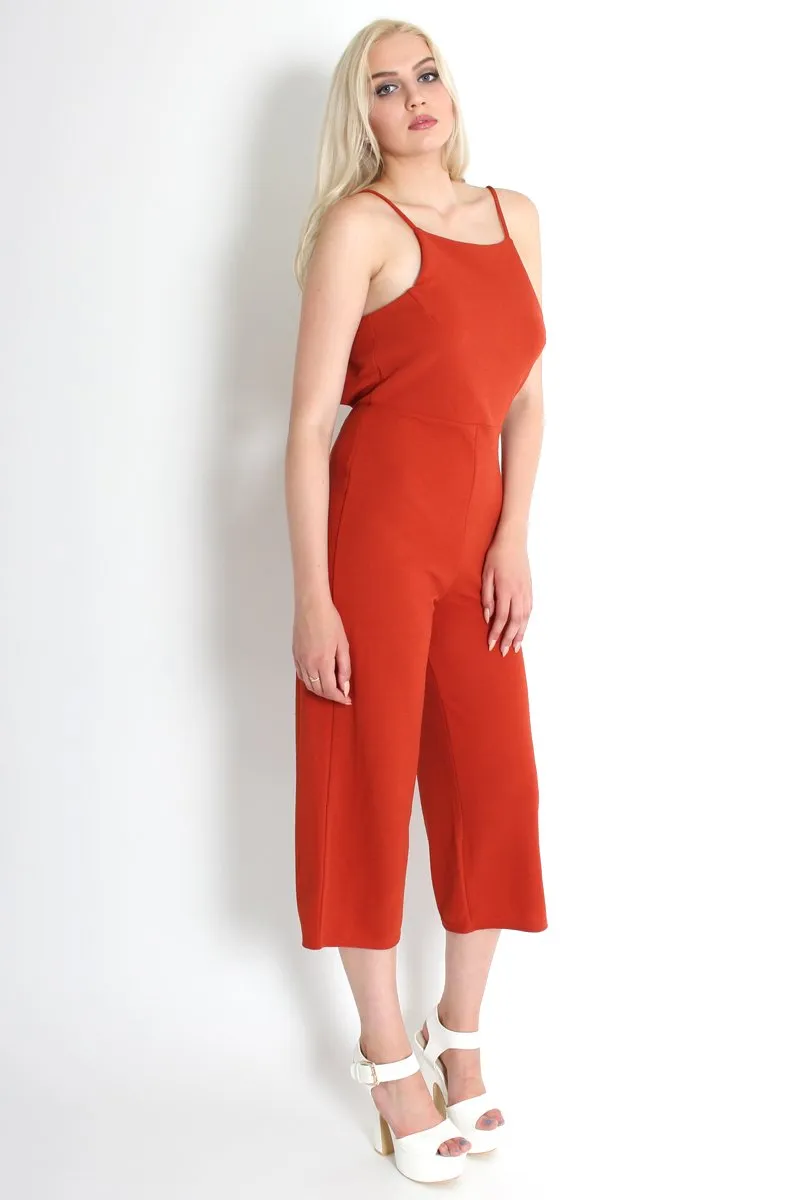 Chantelle Rust High Neck Culotte Jumpsuit