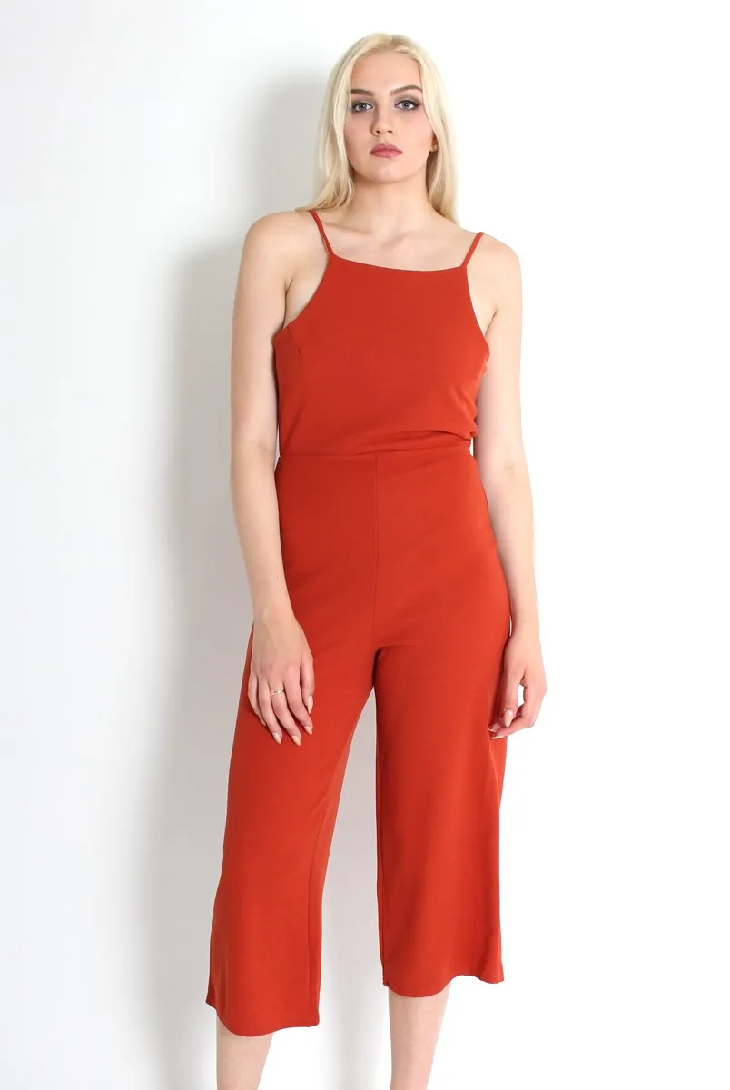 Chantelle Rust High Neck Culotte Jumpsuit